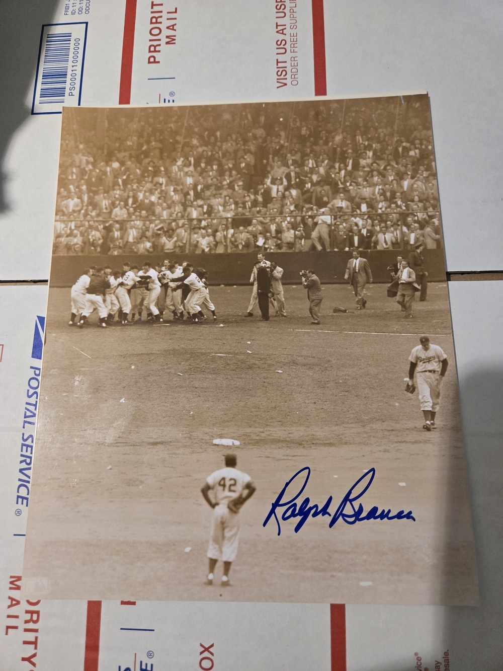 Brooklyn Dodgers Ralph Branca Autographed Photo Bobby Thompson Home Run